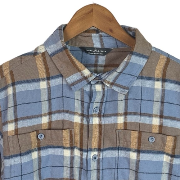 BF1458 Men’s Alpine Design Plaid Flannel Button Down Shirt L - Picture 4 of 7